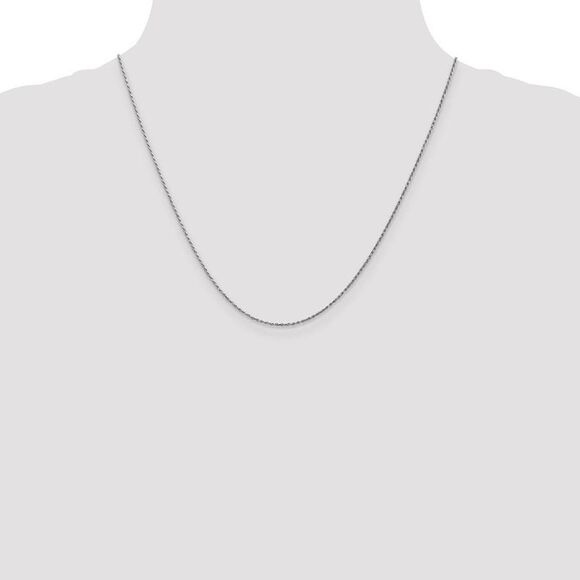 0.95mm 10k White Gold Solid Cable Rope Chain Necklace, 20 Inch